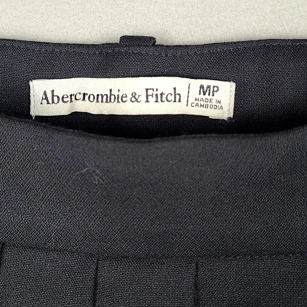 NWT Abercrombie & Fitch Mid Rise Pleated Maxi Skirt Black MP, High Slit, Lined